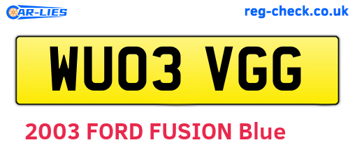 WU03VGG are the vehicle registration plates.
