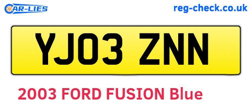 YJ03ZNN are the vehicle registration plates.