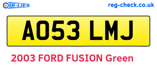 AO53LMJ are the vehicle registration plates.