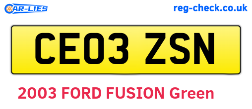 CE03ZSN are the vehicle registration plates.