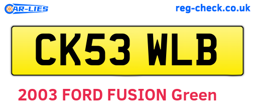 CK53WLB are the vehicle registration plates.