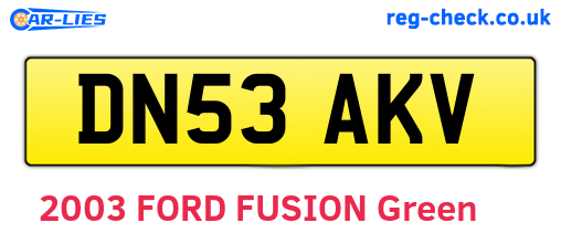 DN53AKV are the vehicle registration plates.