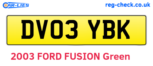 DV03YBK are the vehicle registration plates.
