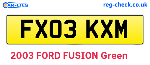 FX03KXM are the vehicle registration plates.