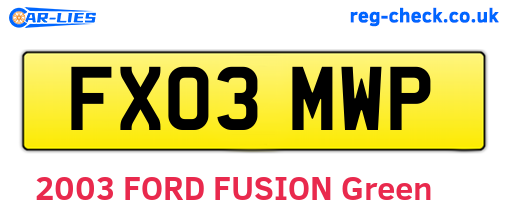 FX03MWP are the vehicle registration plates.