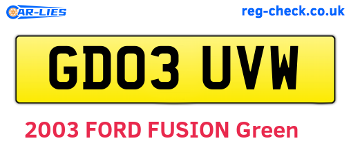 GD03UVW are the vehicle registration plates.