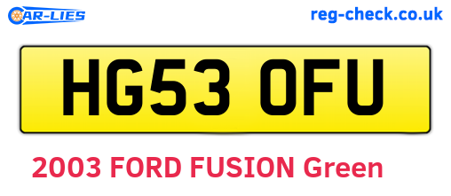 HG53OFU are the vehicle registration plates.