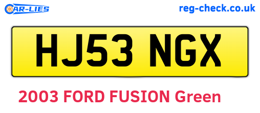 HJ53NGX are the vehicle registration plates.