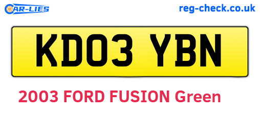KD03YBN are the vehicle registration plates.