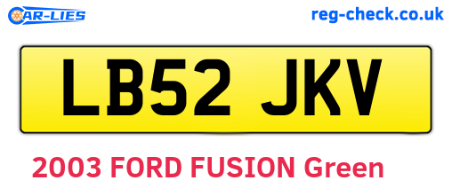 LB52JKV are the vehicle registration plates.