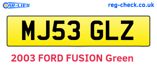 MJ53GLZ are the vehicle registration plates.