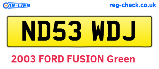 ND53WDJ are the vehicle registration plates.