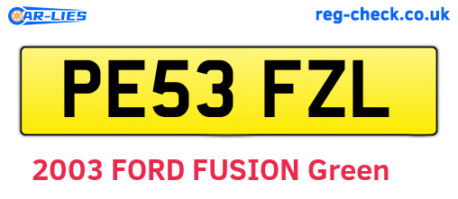 PE53FZL are the vehicle registration plates.