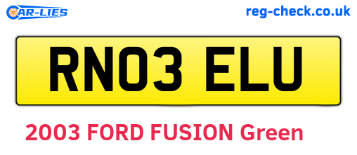 RN03ELU are the vehicle registration plates.