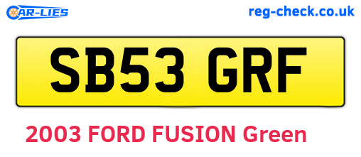 SB53GRF are the vehicle registration plates.