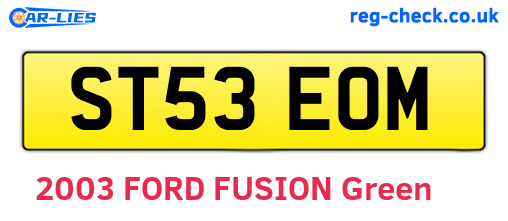 ST53EOM are the vehicle registration plates.