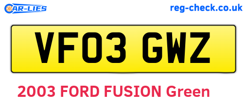 VF03GWZ are the vehicle registration plates.