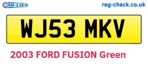 WJ53MKV are the vehicle registration plates.
