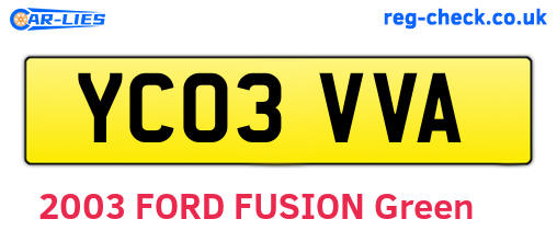 YC03VVA are the vehicle registration plates.
