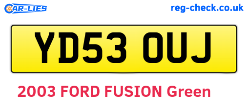 YD53OUJ are the vehicle registration plates.