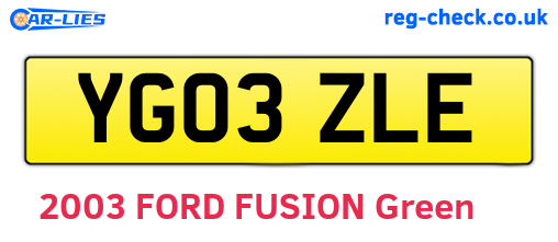 YG03ZLE are the vehicle registration plates.
