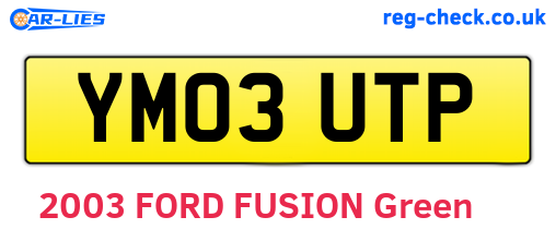YM03UTP are the vehicle registration plates.