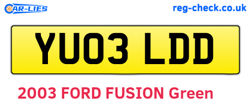 YU03LDD are the vehicle registration plates.