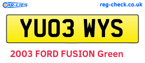 YU03WYS are the vehicle registration plates.