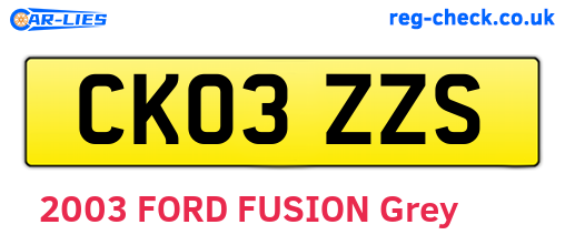 CK03ZZS are the vehicle registration plates.