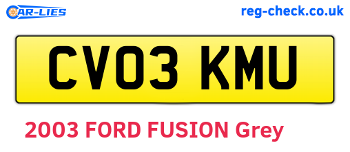 CV03KMU are the vehicle registration plates.