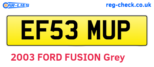 EF53MUP are the vehicle registration plates.