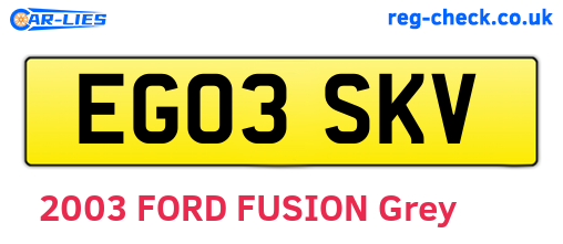 EG03SKV are the vehicle registration plates.