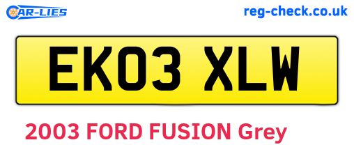 EK03XLW are the vehicle registration plates.
