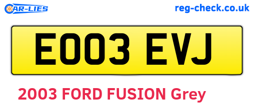 EO03EVJ are the vehicle registration plates.