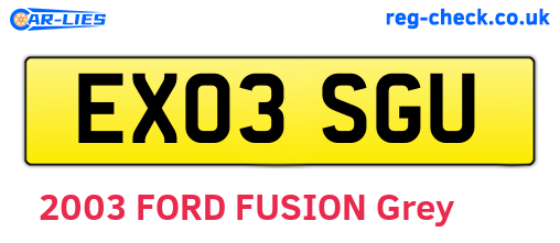 EX03SGU are the vehicle registration plates.