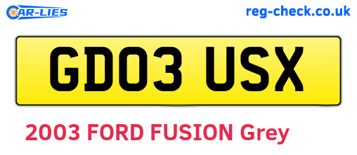 GD03USX are the vehicle registration plates.