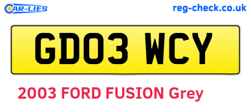 GD03WCY are the vehicle registration plates.