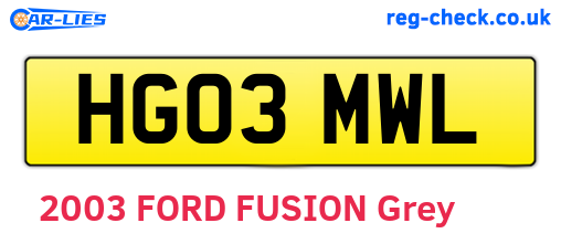 HG03MWL are the vehicle registration plates.