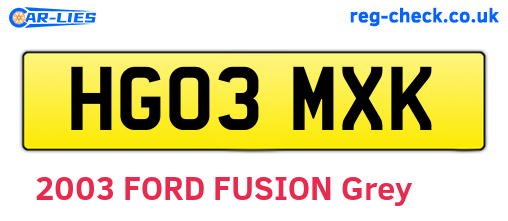 HG03MXK are the vehicle registration plates.