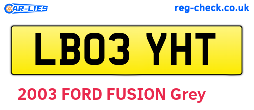 LB03YHT are the vehicle registration plates.