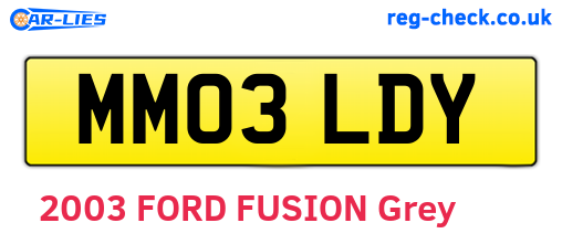 MM03LDY are the vehicle registration plates.
