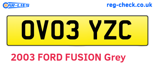 OV03YZC are the vehicle registration plates.