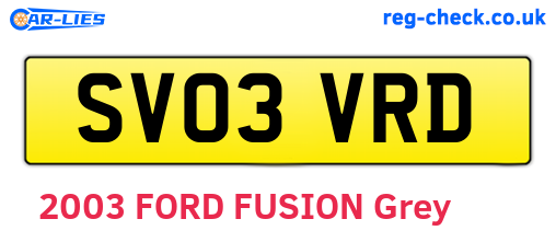 SV03VRD are the vehicle registration plates.