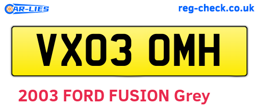 VX03OMH are the vehicle registration plates.