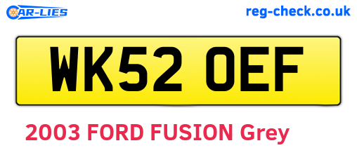 WK52OEF are the vehicle registration plates.