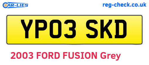 YP03SKD are the vehicle registration plates.