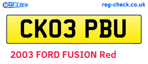 CK03PBU are the vehicle registration plates.
