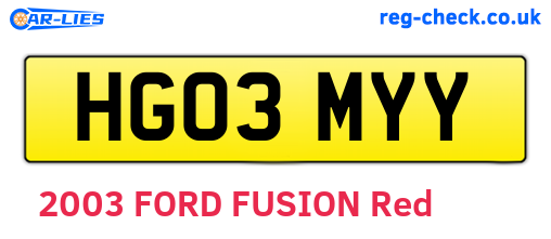 HG03MYY are the vehicle registration plates.