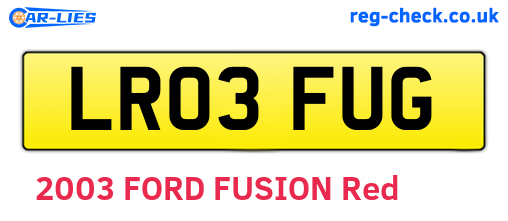 LR03FUG are the vehicle registration plates.