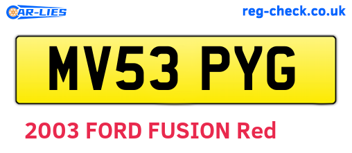 MV53PYG are the vehicle registration plates.